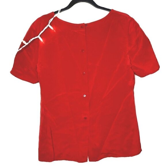 Vintage Carlisle Women's 6 EUC Buttoned Silk Short Sleeve Round Neck Cute Blouse - Picture 7 of 11